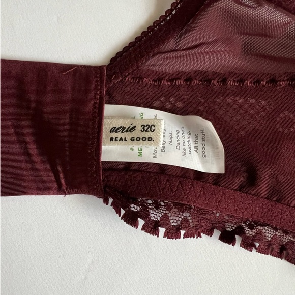 Aerie Real Power Wireless Push Up Joy Lace Bra in Royal Berry Size 32C New - Picture 10 of 11